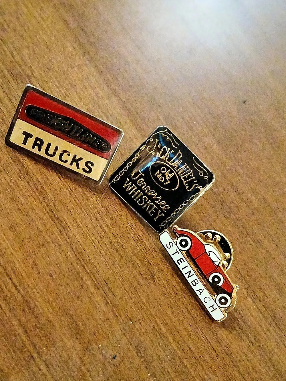 3 Vintage Enamel Pin Set Gold & Red Jack Daniel's, Freightliner Etc.